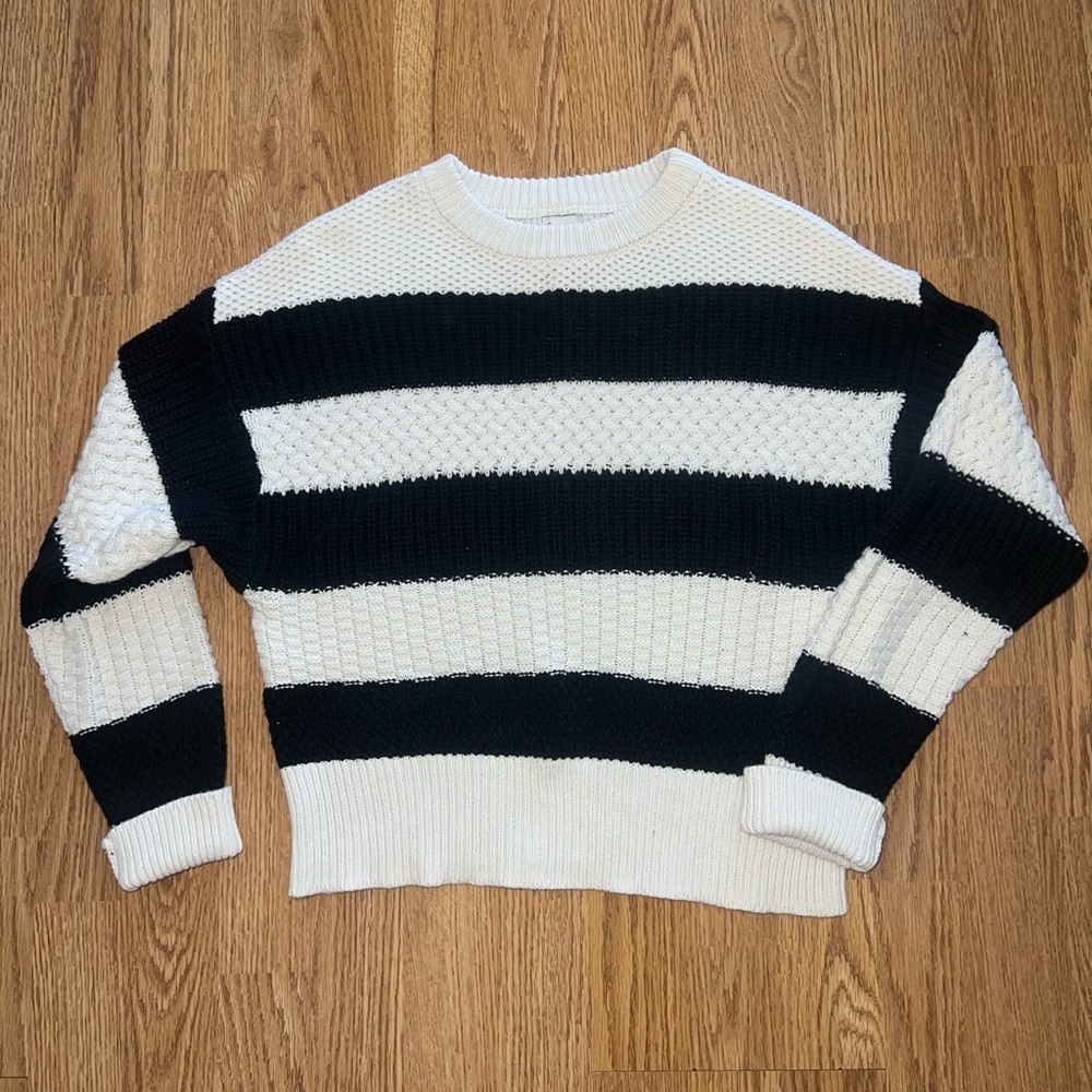 Black and Cream Striped Sweater